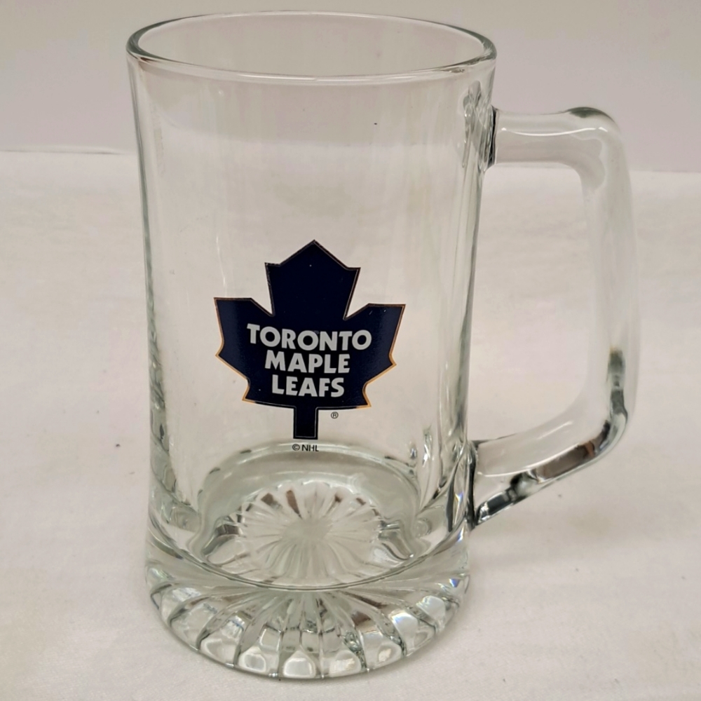 Toronto Maple Leafs logo  clear glass beer stein/mug